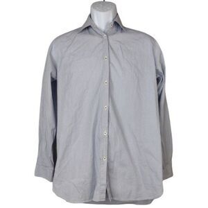 AGLINI Italian Button Down Shirt 42 16.5 Stripe Airy Cotton Summer Button Up